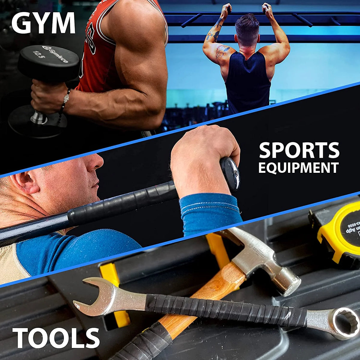 Fusion Grip Tape - Silicone Rubber Wrap for Pull up Bars, Barbells, Dumbbells, Sports and Gym Equipment, and Tools