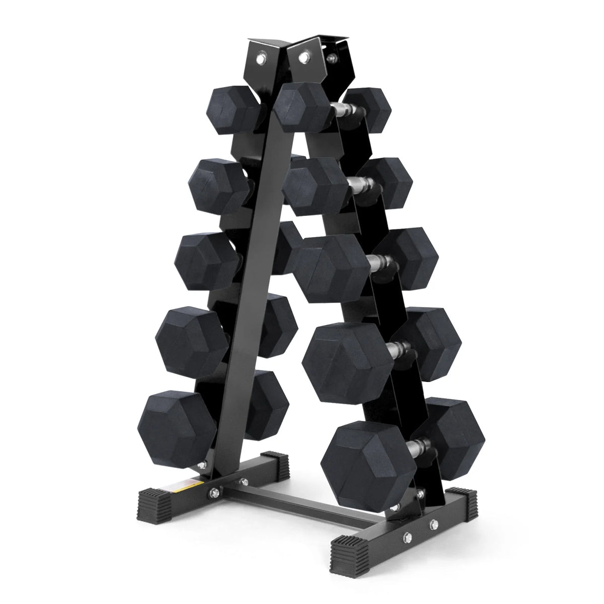 Rubber Hex Dumbbells Set with Rack 60LB-300LB