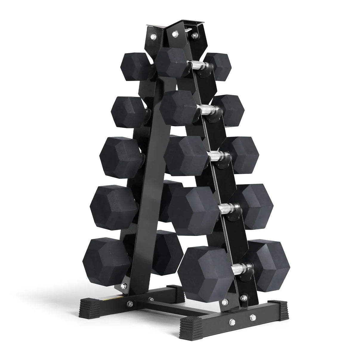 Rubber Hex Dumbbells Set with Rack 60LB-300LB