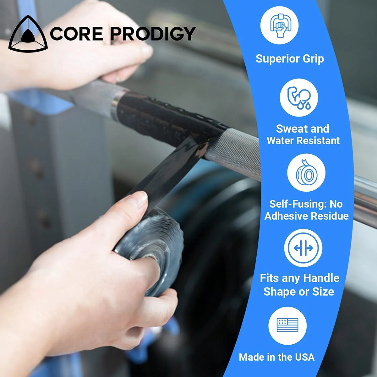 Fusion Grip Tape - Silicone Rubber Wrap for Pull up Bars, Barbells, Dumbbells, Sports and Gym Equipment, and Tools