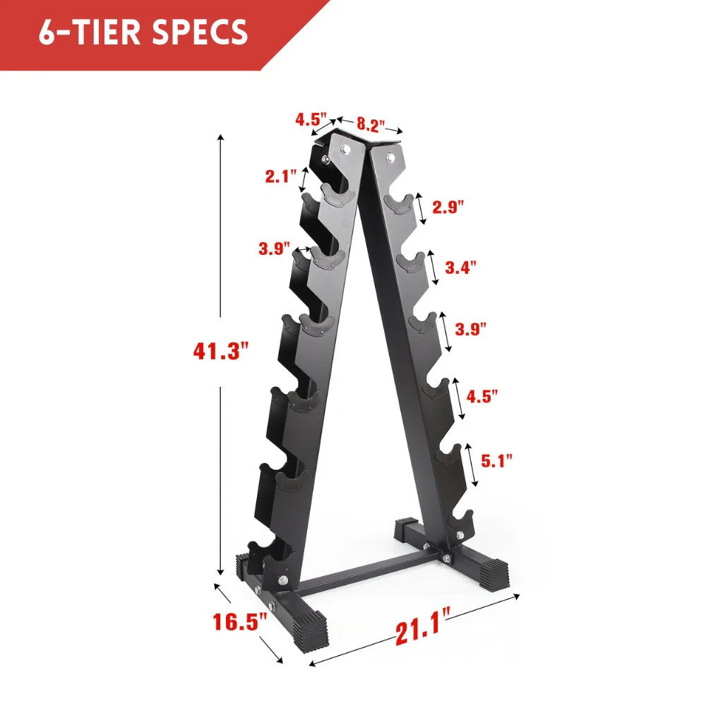 Rubber Hex Dumbbells Set with Rack 60LB-300LB