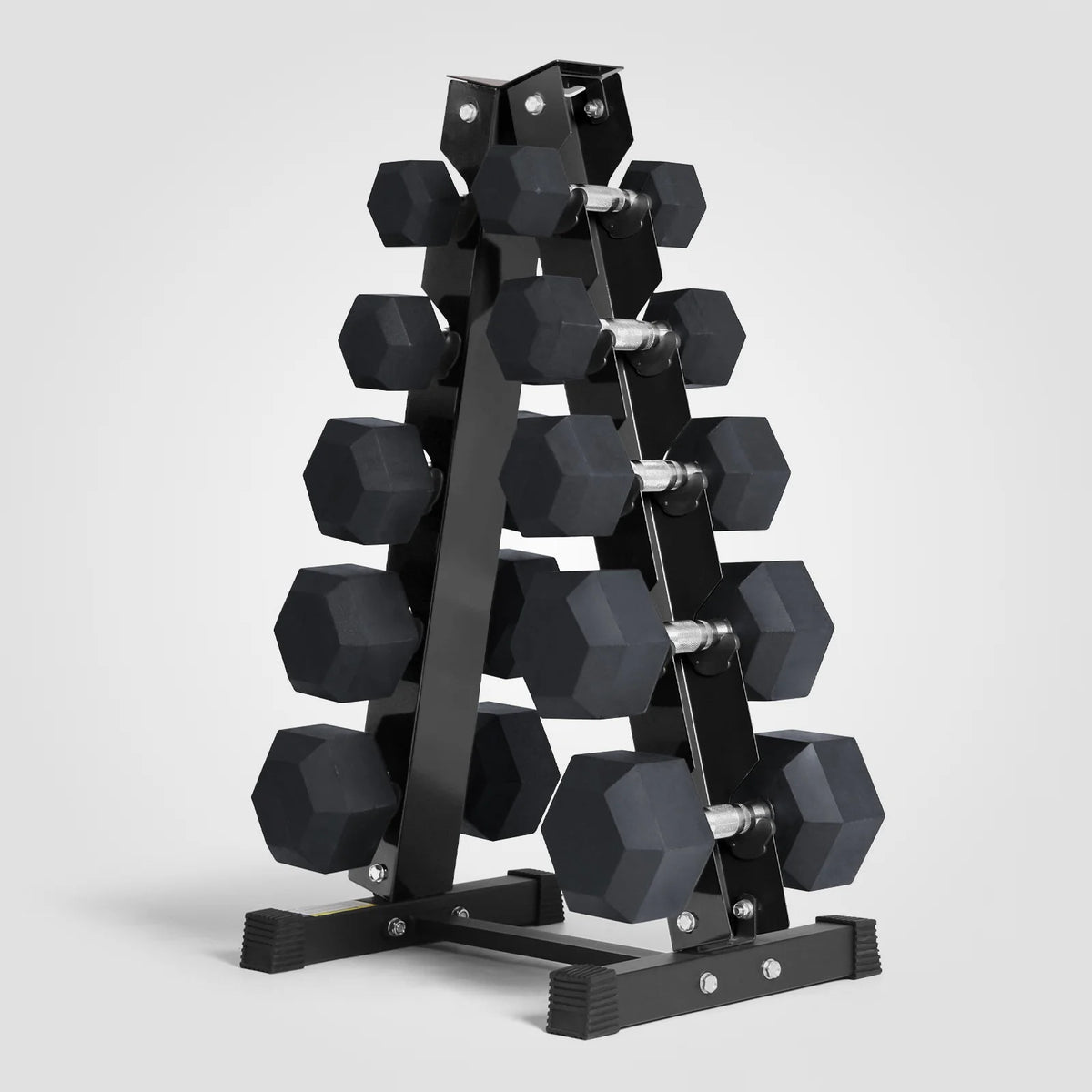 Rubber Hex Dumbbells Set with Rack 60LB-300LB