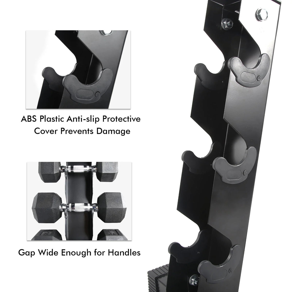 Rubber Hex Dumbbells Set with Rack 60LB-300LB
