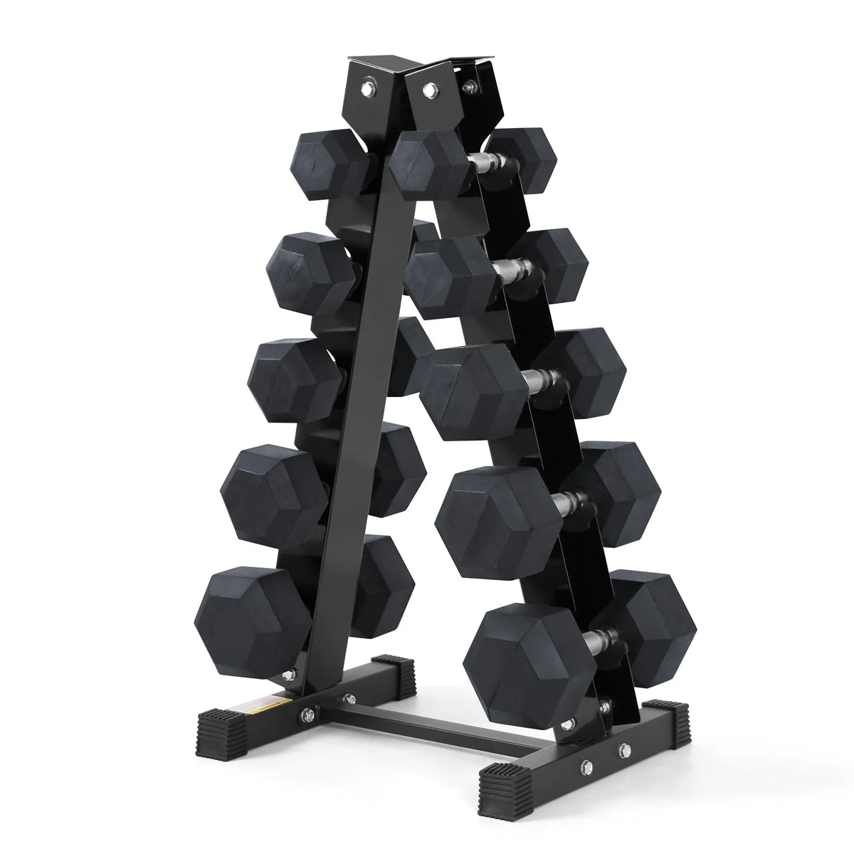 Rubber Hex Dumbbells Set with Rack 60LB-300LB