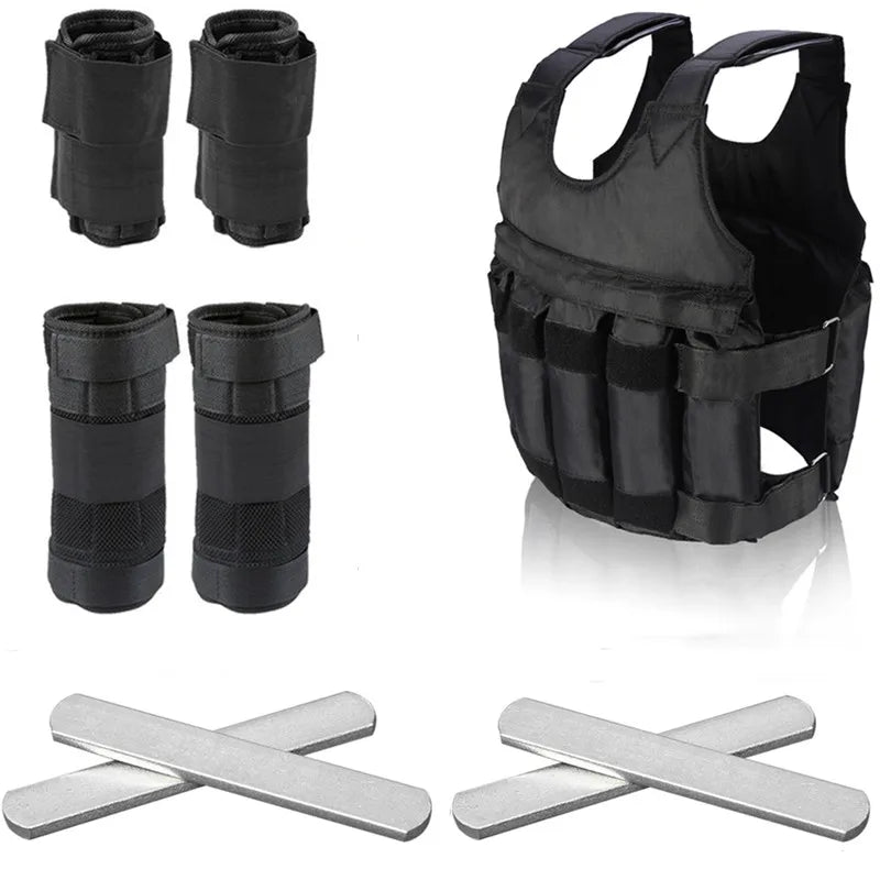 15-50Kg Adjustable Weight Vest Weighted Fitness Training Set with Steel Plate Weighted Bracelet Ankle Bodybuilding Accessories