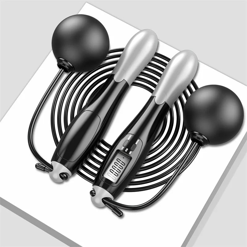 Adjustable Digital Counting Jump Rope with Steel Cable for Fitness Workout Speed Skipping Rope for Adults Kids Home Gym Training